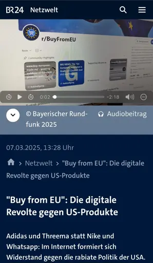 "Buy from EU": la révolte digitale contre les produits américains (texte en allemand à la TV bavaroise)